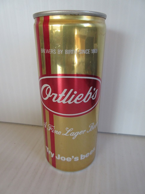 Ortlieb's - 'Try Joe's Beer' - gold aluminum - 16oz - bank - Click Image to Close