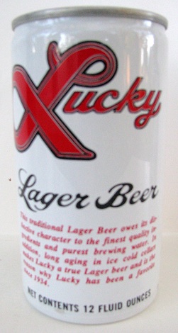 Lucky Lager - General - white/red, & black - aluminum - Click Image to Close